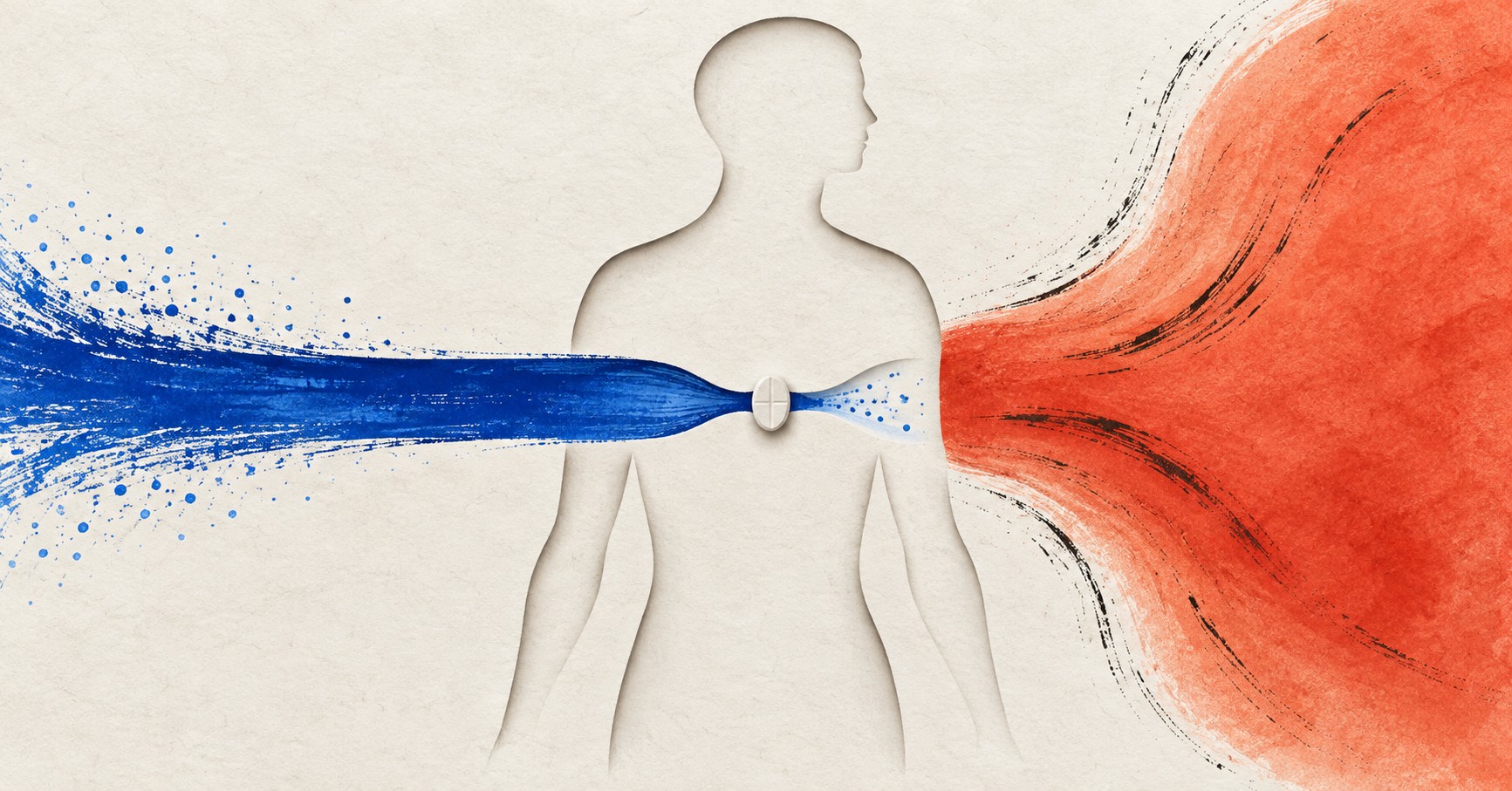 다한증 경구약 복용 중 열 방출 통로가 좁아지는 모습을 상징한 이미지